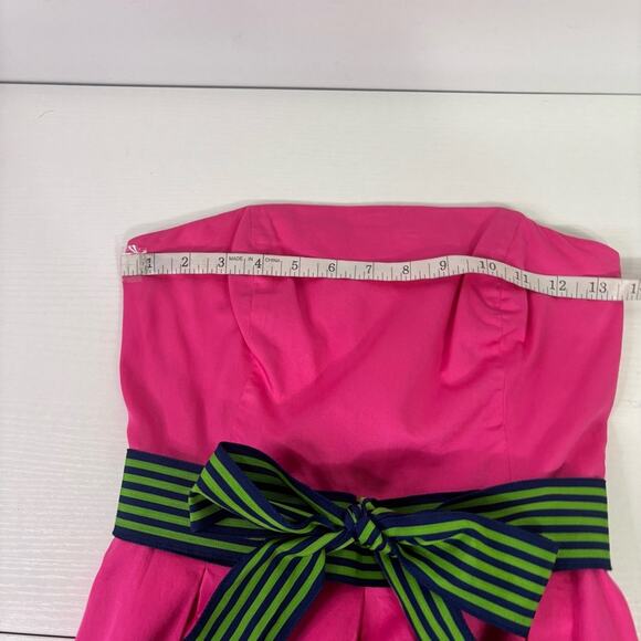 Lilly Pulitzer Pink Strapless Sundress with Green Bow Accent Size 0 MM0749 - Picture 5 of 9